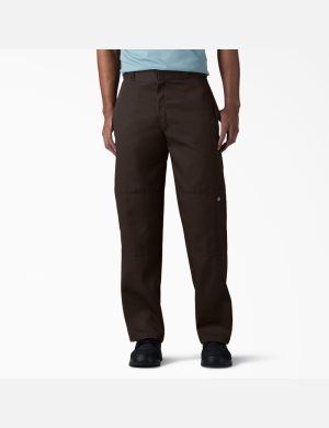 Dark Brown Dickies Loose Double Knee Pants | 916VJQPGF