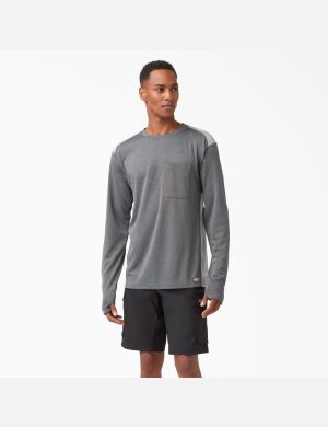 Dark Gray Heather Dickies Temp-iQ 365 Long Sleeve T-Shirts | 587HIRDUC