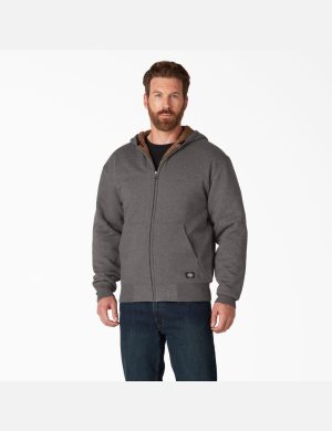 Dark Heather Gray Dickies High Pile Fleece Lined Full Zip Hoodies | 781ZCHXYK