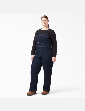 Dark Indigo Dickies Plus Relaxed Fit Straight Leg Bib Overalls | 684HAVSLQ