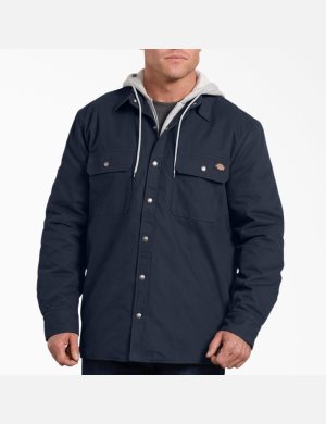 Dark Navy Dickies Relaxed Icon Hooded Duck Quilted Coats & Jackets | 725RVYOXE