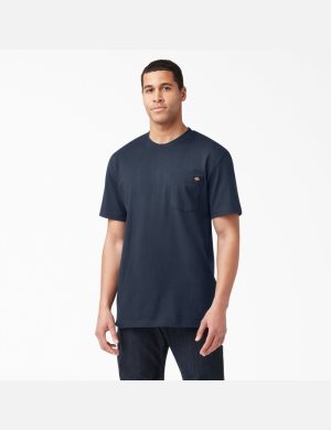 Dark Navy Dickies Short Sleeve Heavyweight Shirts | 635BUFKWX