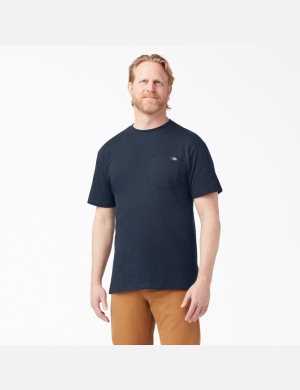 Dark Navy Dickies Short Sleeve Pocket Shirts | 419LSOGCM