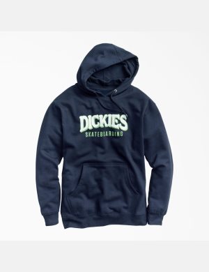 Dark Navy Dickies Skateboarding Fleece Hoodies | 052NRKTBH