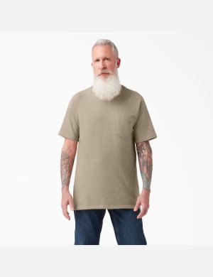 Desert Sand Dickies Cooling Short Sleeve T-Shirts | 289PVXZHM