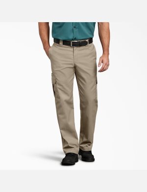 Desert Sand Dickies FLEX Regular Fit Straight Leg Cargo Pants | 485ZNXGTD