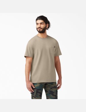 Desert Sand Dickies Short Sleeve Heavyweight Shirts | 894DHRKLM