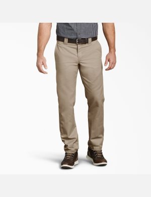 Desert Sand Dickies Slim Fit Taper Leg Multi-Use Pocket Work Pants | 614FJIUHM