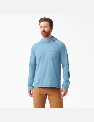 Dusty Blue Dickies Cooling Performance Long Sleeve Sun Shirts | 367QFHDIE