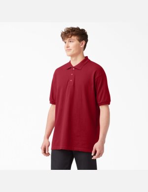 English Red Dickies Adult Size Piqu T-Shirts | 325AXYVRD