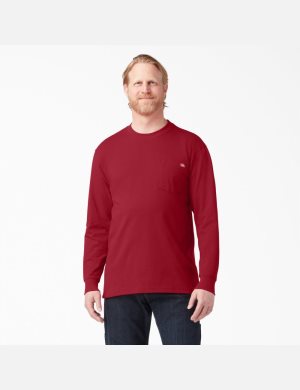 English Red Dickies Heavyweight Crew Neck Shirts | 820ZNRSYB