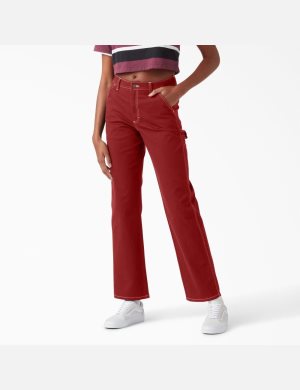 English Red Dickies High Waisted Carpenter Pants | 541XGIRAV