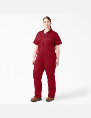 English Red Dickies Plus FLEX Cooling Short Sleeve Coveralls | 593ZVSDKU