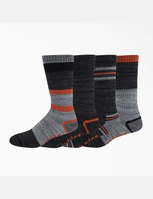 Graphite/Black/Orange Dickies Striped Crew Socks | 893SPFWXM