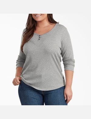 Graphite Gray Dickies Plus Henley Tops | 765SMPFKT