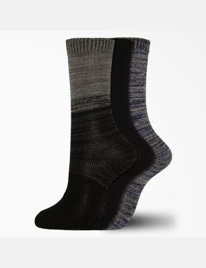 Gray/Black Dickies Soft Marl Crew Socks | 867BXZONJ