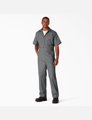 Gray Dickies Short Sleeve Coveralls | 638HVMXWB