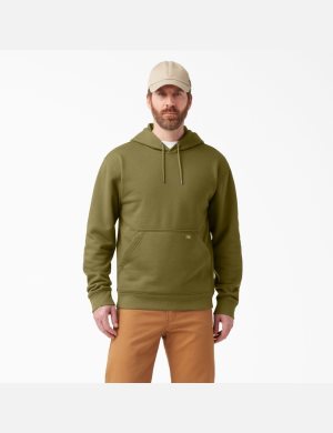 Green Moss Dickies Water Repellent Logo Sleeve Hoodies | 431OSYQTV