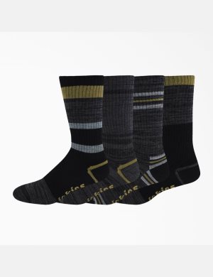 Green Moss Stripe Dickies Striped Crew Socks | 386VYGENI