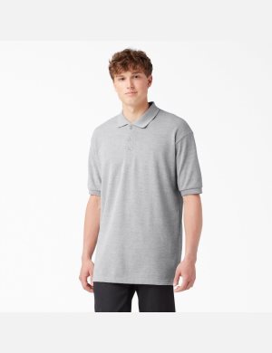 Heather Gray Dickies Adult Size Piqu T-Shirts | 241JPKTVW