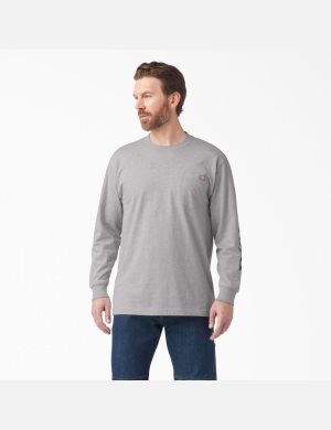 Heather Gray Dickies Graphic Long Sleeve T-Shirts | 710SLYZKW