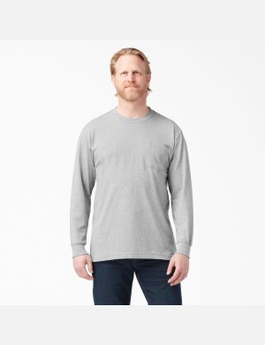 Heather Gray Dickies Heavyweight Crew Neck Shirts | 469AUFWCT