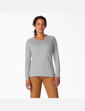 Heather Gray Dickies Long Sleeve T-Shirt Long Sleeve T-Shirts | 840TJGPSA