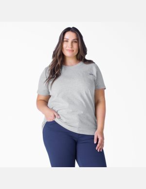 Heather Gray Dickies Plus Heavyweight Short Sleeve Tops | 503WPLRSV