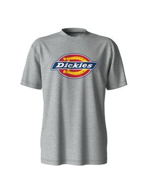 Heather Gray Dickies Short Sleeve Tri-Color Logo Graphic T-Shirts | 653BTDWOS