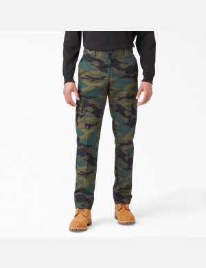 Hunter Green Camo Dickies Slim Fit Straight Leg Cargo Pants | 361MFVBIE