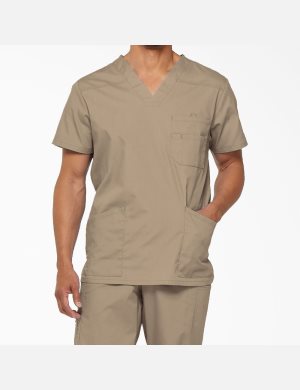 Khaki Dickies EDS Signature V-Neck Top Scrubs | 547PJFUYO