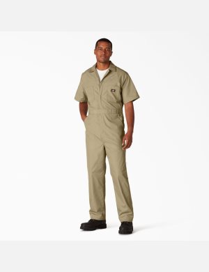 Khaki Dickies Short Sleeve Coveralls & Overalls | 587VUGIMC