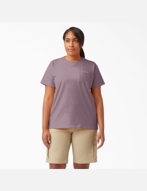 Lilac Dickies Plus Heavyweight Short Sleeve Tops | 649XTZDAC