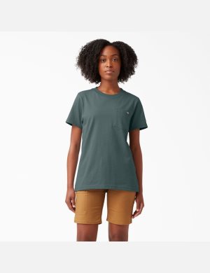 Lincoln Green Dickies Short Sleeve Heavyweight T-Shirts | 204DZTLAJ