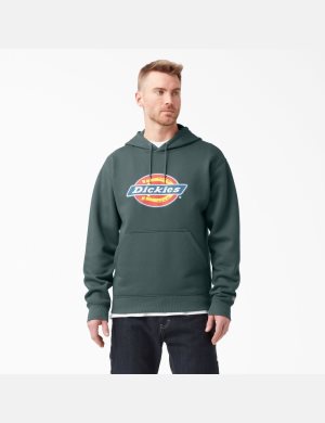 Lincoln Green Dickies Water Repellent Tri-Color Logo Hoodies | 591OJLRYT