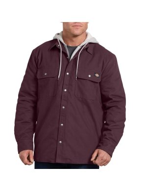 Maroon Dickies Relaxed Icon Hooded Duck Quilted Shirt Jackets | 713SUIMJR