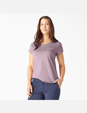 Mauve Shadow Heather Dickies Cooling Short Sleeve T-Shirts | 025OKRUFI