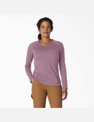 Mauve Shadow Heather Dickies Long Sleeve T-Shirt Long Sleeve T-Shirts | 630VDXKNA