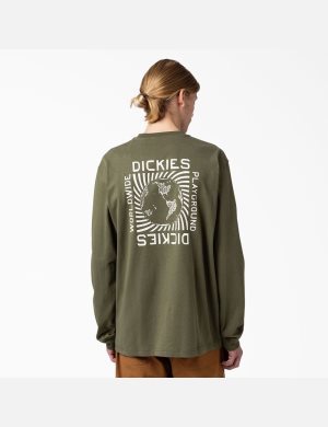 Military Green Dickies Marbury Long Sleeve T-Shirts | 148HAGENP