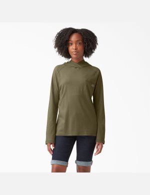 Military Green Heather Dickies Cooling Performance Sun Shirt | 420JPVHCE