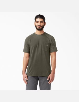 Moss Green Dickies Cooling Short Sleeve Shirts | 920MHPVKO