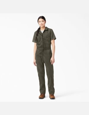 Moss Green Dickies FLEX Cooling Short Sleeve Coveralls | 265RVOQXY