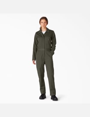 Moss Green Dickies Long Sleeve Coveralls | 047ZXRBGP