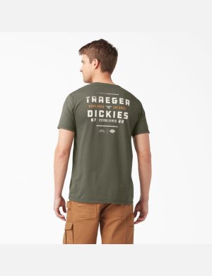 Moss Green Dickies Traeger x Ultimate Grilling T-Shirts | 305JVKQLC