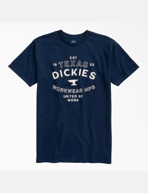 Navy Blue Dickies Anvil Graphic T-Shirts | 654BKRAHM