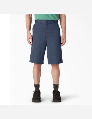 Navy Blue Dickies Loose Fit Flat Front Shorts | 568KCFPSL