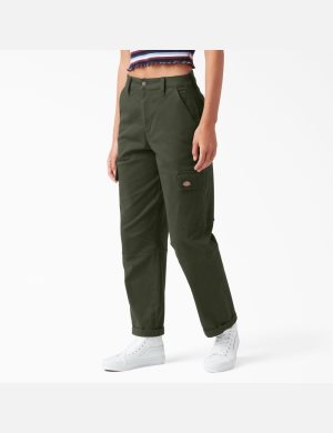 Olive Green Dickies Cropped Cargo Pants | 937AHMGLN