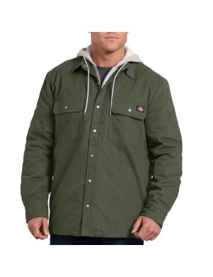 Olive Green Dickies Relaxed Icon Hooded Duck Quilted Shirt Jackets | 304HXUCIM