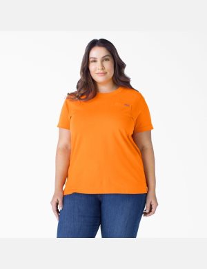 Orange Dickies Plus Heavyweight Short Sleeve Tops | 526GUVREL