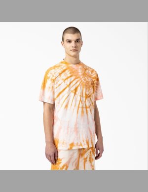 Orange Dickies Seatac Tie-Dye T-Shirts | 352HKFWAX